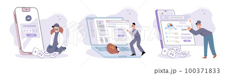 Concept of hacker attack, fraud investigation, internet phishing attack. Fraud prevention 100371833