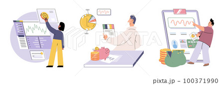 Budget plan concept. Evaluates his income and expenses, analyzes investments and savings Budget plan concept. Evaluates his income and expenses, analyzes investments and savings 100371990
