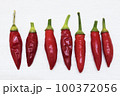 Red Hot Chili Peppers on light wooden background. Copy space for text. Ugly Red Hot Chili Peppers. 100372056