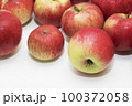 Ripe red apples on white background. Fruits 100372058