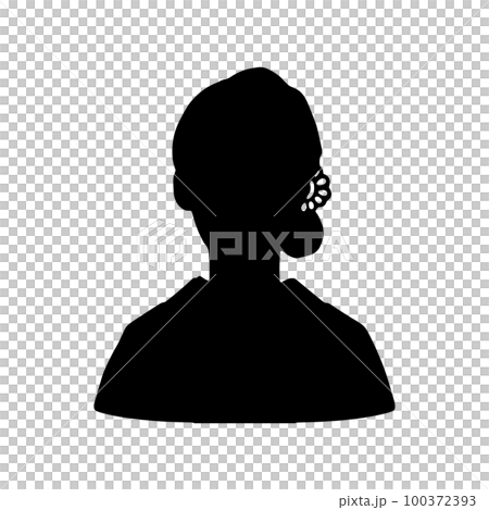 中年女性の着物和装シルエットイラスト　上半身黒 100372393