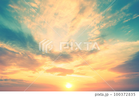Colorful cloudy sky at sunset. Gradient color. Sky texture. Abstract nature background Colorful cloudy sky at sunset. Gradient color. Sky texture. Abstract nature background 100372835