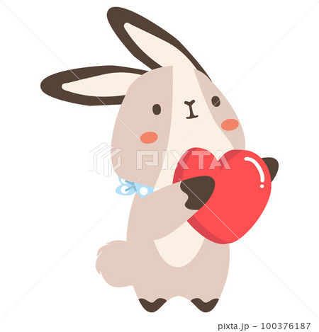 Cute white bunny with heart cartoon 100376187