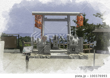 水彩画風　天橋立　傘松公園　冠島沓島遥拝所　京都府宮津市 100376993