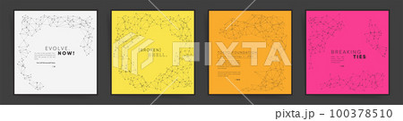 Square card templates set with abstract geometric background with triangle shape pattern. Modern technology design for posters, card, book covers, presentation and banners. Futuristic vector concept. 100378510