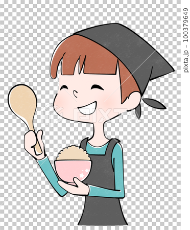 一個女人端糙米的插圖 100379649