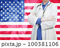 Doctor standing with the flag 100381106