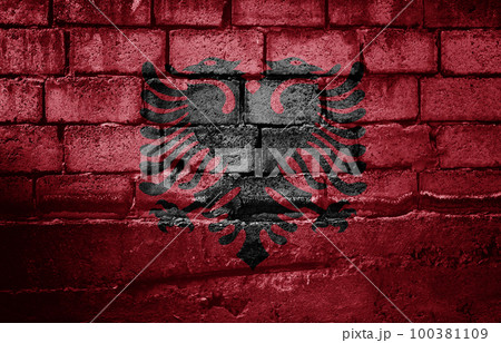 Dark brick wall with the flag Dark brick wall with the flag 100381109