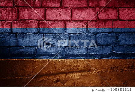 Dark brick wall with the flag Dark brick wall with the flag 100381111