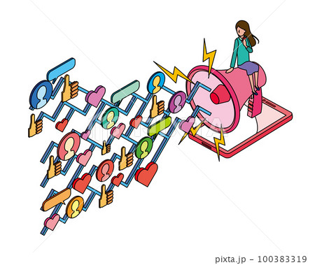 インターネットやSNSでのインフルエンサーマーケティングのイメージ インターネットやSNSでのインフルエンサーマーケティングのイメージ 100383319