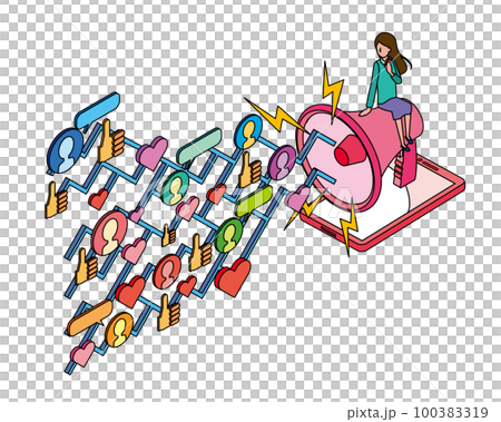 インターネットやSNSでのインフルエンサーマーケティングのイメージ インターネットやSNSでのインフルエンサーマーケティングのイメージ 100383319