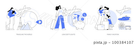 Holiday trip abstract concept vector illustrations. 100384107