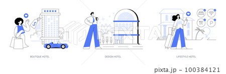 Holiday accommodation abstract concept vector illustrations. 100384121