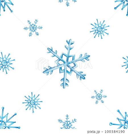 Watercolor seamless pattern with snowflakes. Hand painting on an isolated background. For designers, decoration, postcards, wrapping paper, scrapbooking, covers, invitations, posters and textile 100384190