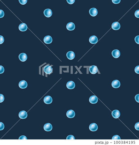 Watercolor seamless pattern with snow balls. Hand painting blue balls on a white isolated background. For designers, decoration, postcards, wrapping paper, scrapbooking, covers, invitations, posters 100384195