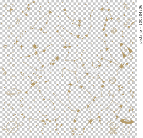 夏の星座とキラキラのセット（白地にゴールド） 100384206