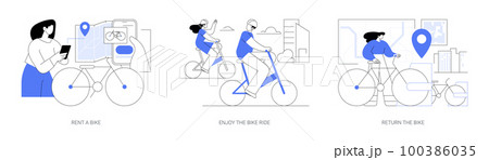 City bike rental abstract concept vector illustrations. 100386035