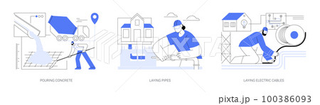 Residential building utilities installation abstract concept vector illustrations. Residential building utilities installation abstract concept vector illustrations. 100386093