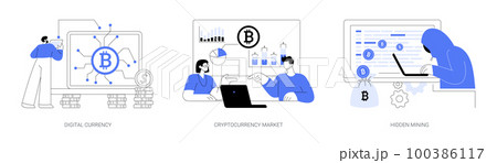 Digital money turnover abstract concept vector illustrations. Digital money turnover abstract concept vector illustrations. 100386117