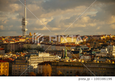 landscape with Zizkov Television Tower landscape with Zizkov Television Tower 100386196