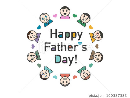 父の日のイラスト: お父さんアイコンの円形フレーム 100387388