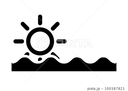 山から日の出する太陽のシルエットアイコン。ベクター。 100387821