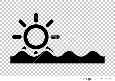 山から日の出する太陽のシルエットアイコン。ベクター。 100387821