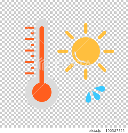 Thermometer and sun. Hot weather and high temperature illustration. Vector  illustration. Stock Vector