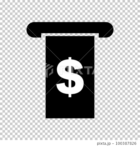 Silhouette icon of dollar bill withdrawn from ATM. vector. 100387826