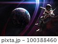Astronaut on background of deep space planet 100388460