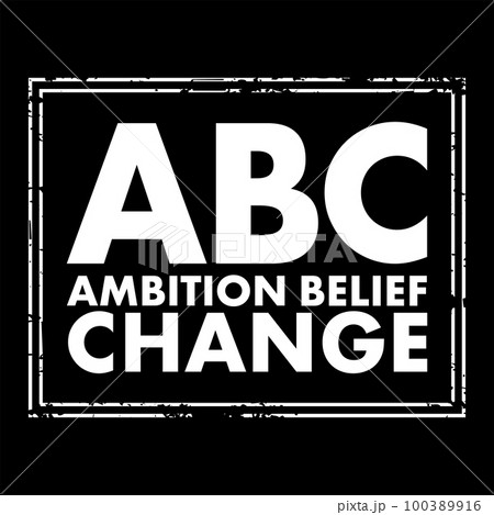 ABC - Ambition Belief Change acronym text stamp, business concept background 100389916