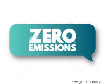 Zero Emissions text message bubble, concept background 100390172