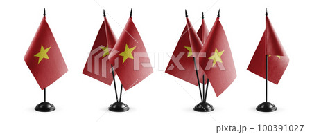 Small national flags of the Vietnam on a white background 100391027