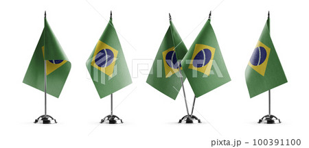 Small national flags of the Brazil on a white background 100391100