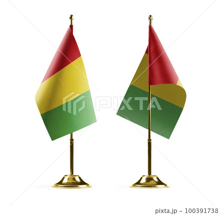 Small national flags of the Guinea on a white background 100391738