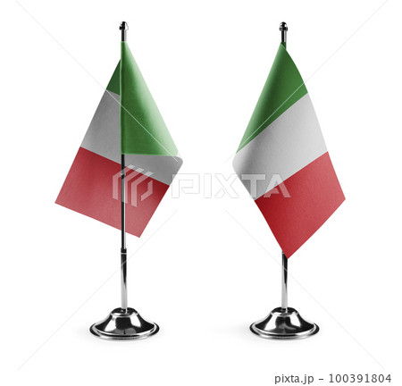 Small national flags of the Italy on a white background 100391804