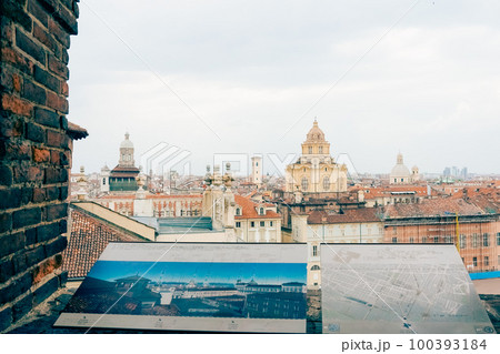Turin, Piemonte, Italy - June 23, 2022: View of Turin from Palazzo Madama Tower Turin, Piemonte, Italy - June 23, 2022: View of Turin from Palazzo Madama Tower 100393184