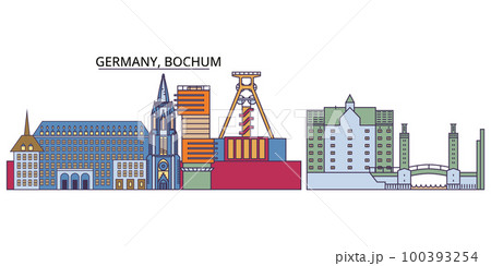 Germany, Bochum tourism landmarks, vector city travel illustration Germany, Bochum tourism landmarks, vector city travel illustration 100393254