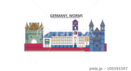 Germany, Worms tourism landmarks, vector city travel illustration Germany, Worms tourism landmarks, vector city travel illustration 100393307