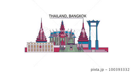 Thailand, Bangkok tourism landmarks, vector city travel illustration Thailand, Bangkok tourism landmarks, vector city travel illustration 100393332
