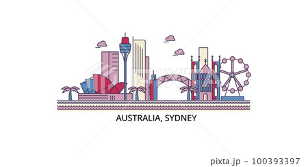 Australia, Sydney City tourism landmarks, vector city travel illustration 100393397