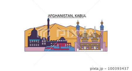 Afghanistan, Kabul tourism landmarks, vector city travel illustration Afghanistan, Kabul tourism landmarks, vector city travel illustration 100393437