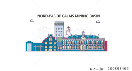 France, Nord Pas De Calais Mining Basin tourism landmarks, vector city travel illustration France, Nord Pas De Calais Mining Basin tourism landmarks, vector city travel illustration 100393466