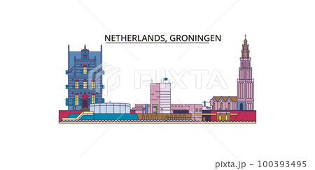 Netherlands, Groningen tourism landmarks, vector city travel illustration 100393495