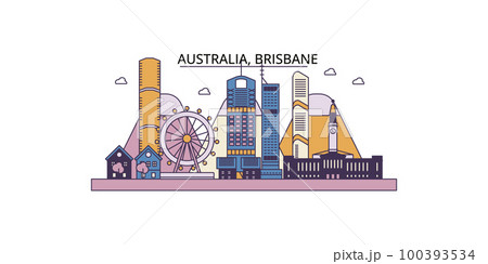 Australia, Brisbane tourism landmarks, vector city travel illustration 100393534