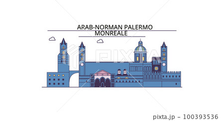 Italy, Monreale tourism landmarks, vector city travel illustration 100393536