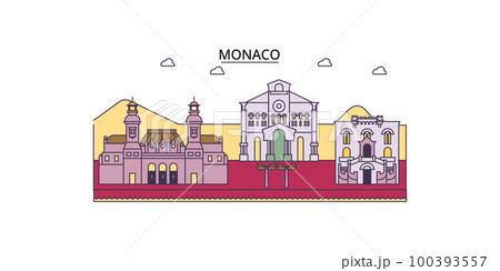 Monaco tourism landmarks, vector city travel illustration Monaco tourism landmarks, vector city travel illustration 100393557