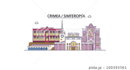 Russia, Simferopol tourism landmarks, vector city travel illustration Russia, Simferopol tourism landmarks, vector city travel illustration 100393561