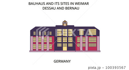 Germany, Weimar,Bauhaus tourism landmarks, vector city travel illustration 100393567