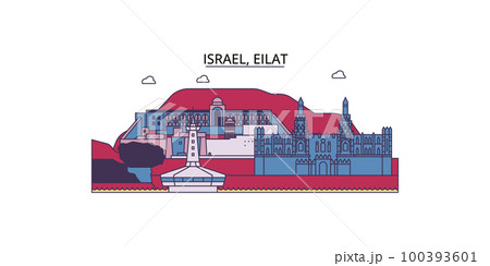 Israel, Eilat tourism landmarks, vector city travel illustration Israel, Eilat tourism landmarks, vector city travel illustration 100393601